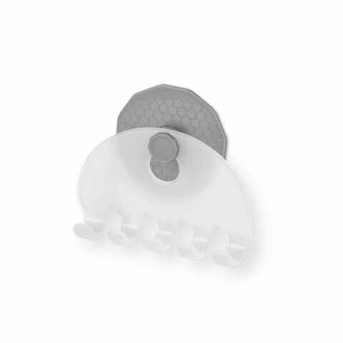 Suport auto-adeziv pentru periute de dinti Artic Frost, Metaltex, 11x9x3 cm, plastic, argintiu