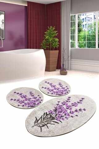 Set 3 covorase de baie Lavender, Chilai, 50x60 cm/60x100 cm, multicolor