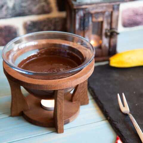 Vas pentru ciocolata fondue UP00582, Forsberg, 17x17x14 cm, lemn