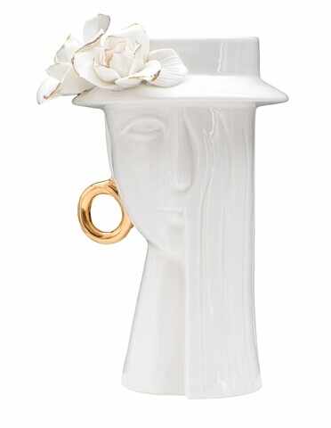 Vaza Woman Elegant , Mauro Ferretti, 15x13.3x23.5 cm, portelan, alb/auriu