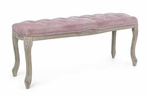 Bancheta Mathilde, Bizzotto, 110x36x47 cm, catifea, roz pudra