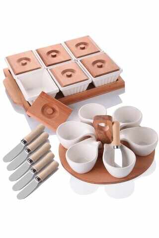 Serviciu de masa Breakfast TEP, Rowe, 20 piese, ceramica/lemn