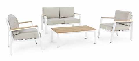 Set mobilier pentru gradina/terasa 4 piese Belmar, Bizzotto, aluminiu/tesatura ofelin, alb