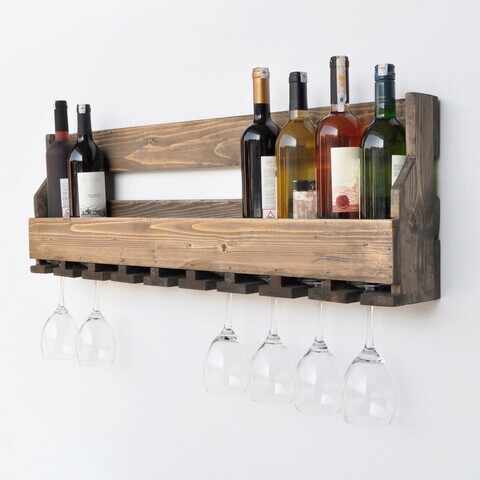 Raft pentru sticle de vin, Evila Originals, Icki011, 90x30x12 cm, Nuc