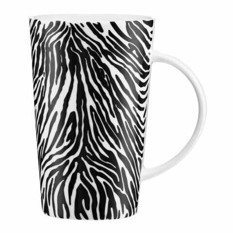 Cana Animal Zebra, Ambition, 430 ml, portelan, negru