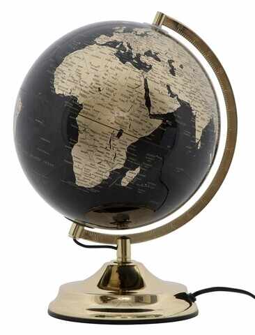 Decoratiune luminoasa Globe Globe, Mauro Ferretti, Ø25x38 cm, 1 x 40W, negru/auriu