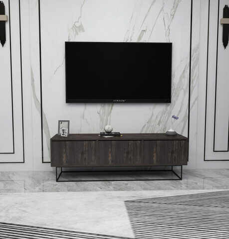 Comoda TV, Kalune Design, Kordon 140, 140x50x40 cm, Maro închis/Negru