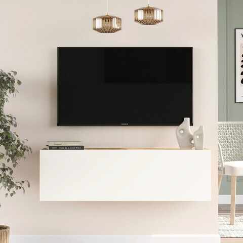 Comoda TV, Locelso, FR12-AW, 100x29.1 cm, Pin Atlantic / Alb