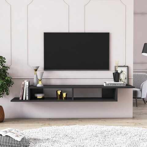 Comoda TV, Minima, Numudio, 141x18x30 cm, Negru