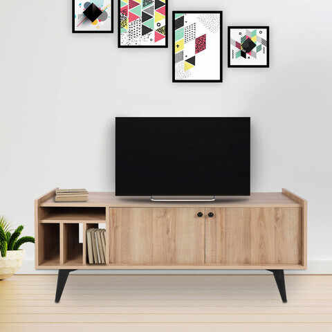 Comoda TV, Mod Design, Astana, 150x40x62 cm, Stejar / Negru
