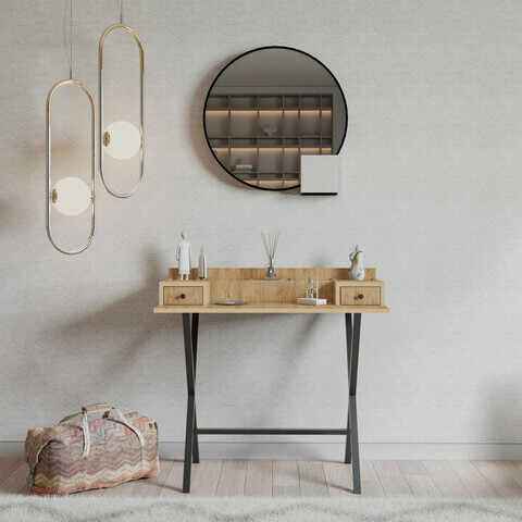 Masa de toaleta / machiaj, Mod Design, Dubai, 100x50x89 cm, Stejar / Negru