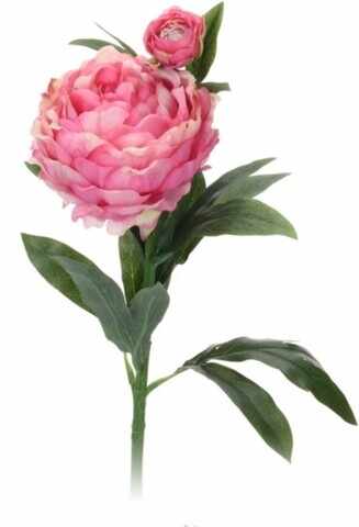 Floare artificiala Peony, 17x17x61 cm, poliester, roz inchis