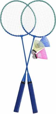 Set badminton pentru plaja, 5 piese, metal, albastru