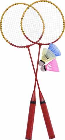 Set badminton pentru plaja, 5 piese, metal, rosu