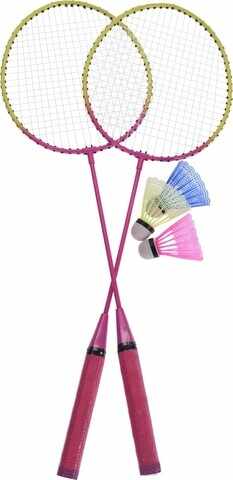 Set badminton pentru plaja, 5 piese, metal, roz