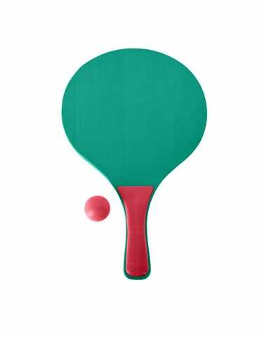 Set ping pong pentru plaja, 3 piese, lemn, rosu/verde
