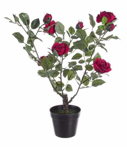 Floare artificiala Isabel Rose, Bizzotto, 51x39x66 cm, rosu