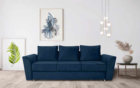 Canapea extensibila Ferrara, 232x97x75 cm, cu lada de depozitare, Albastru