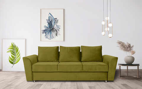Canapea extensibila Ferrara, 232x97x75 cm, cu lada de depozitare, Olive