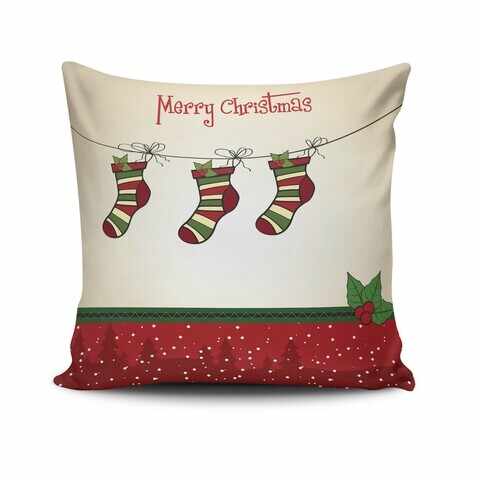 Perna decorativa, Christmas NOELKRLNT-4, 43x43 cm, policoton, multicolor