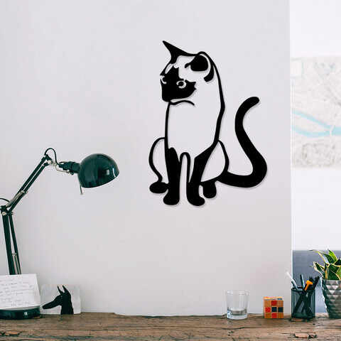 Decoratiune de perete, Cat 2 Metal Decor, Metal, Dimensiune: 37 x 52 cm, Negru