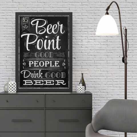 Tablou decorativ, Beer Point (40 x 55), MDF , Polistiren, Alb negru