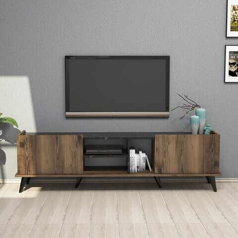 Comoda TV Elegante, Mezza, 180x34x52 cm, maro/negru