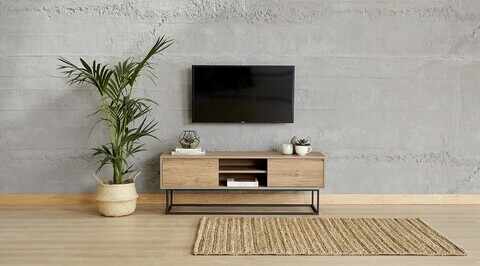 Comoda TV Laxus, Almaren, 140x40x50 cm, maro/negru