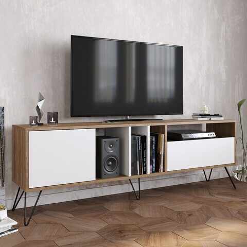 Comoda TV Mistico, Zena Home, 180x35.5x58.7 cm, maro/negru