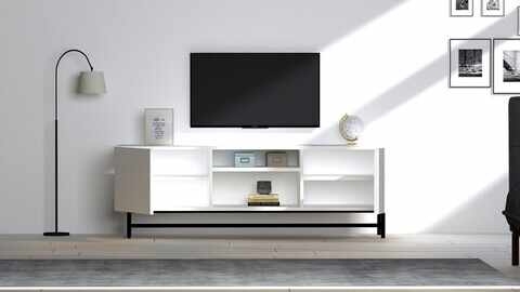 Comoda TV Tugi, Puqa Design, 150x36.8x50 cm, alb