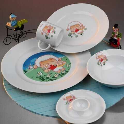 Set de masa pentru copii Kutahya Porselen, CRN05MT9016268, 5 piese, portelan, multicolor