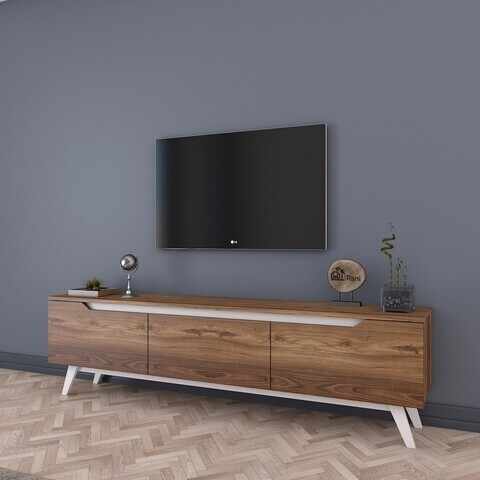 Comoda TV D1 - 795, Wren, 180 x 35 x 48.6 cm, walnut/white