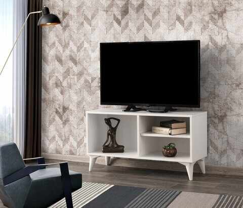 Comoda TV Zisino, Kalune Design, 100x35x54 cm, alb