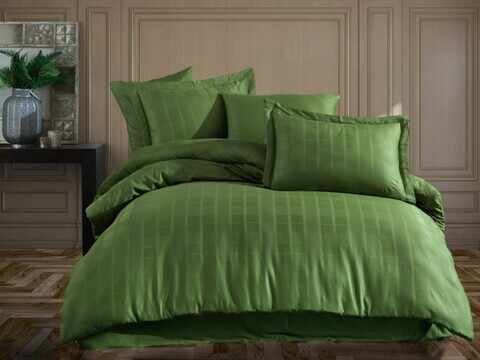 Lenjerie de pat pentru o persoana, 2 piese, 135x200 cm, 100% bumbac satinat, Hobby, Ekose, verde
