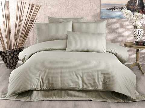 Lenjerie de pat pentru o persoana, 2 piese, 135x200 cm, 100% bumbac satinat, Whitney, Lilyum, cappuccino